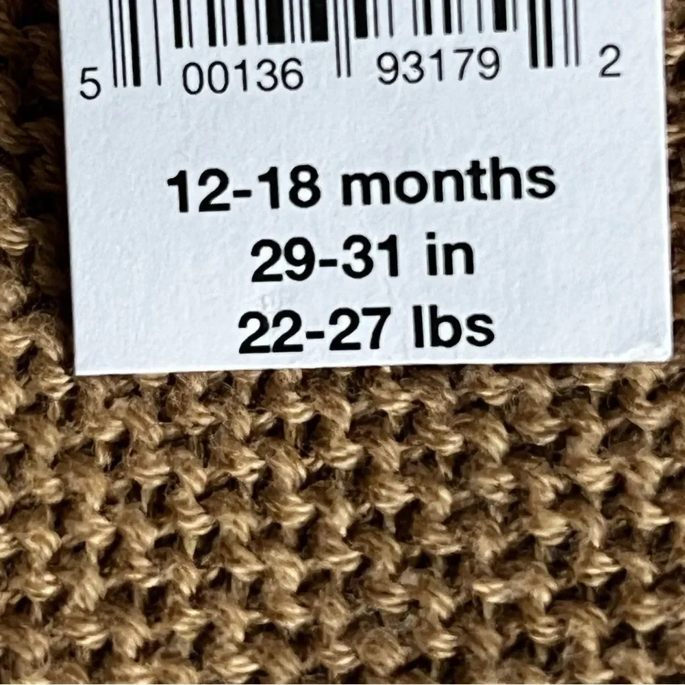 Gap Baby Sherpa Lined Hooded Sweater 100% Soft Cotton Knit Ear Appliques Tan